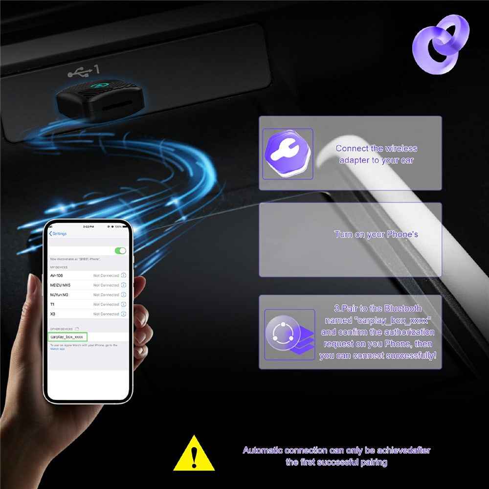 CP025 2 in 1 Wireless CarPlay Android Auto Adapter Wi-Fi 6 5GHz Car Connectivity Module Wired to Wireless Plug Play Car Link Box - White