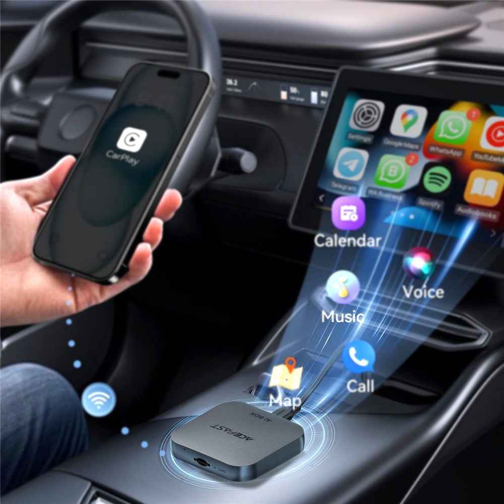 ACEFAST QC2 AI Box Car Play Wireless Adapter with TF Card Slot for Car Play / Android Auto Wire to Wireless Converter
