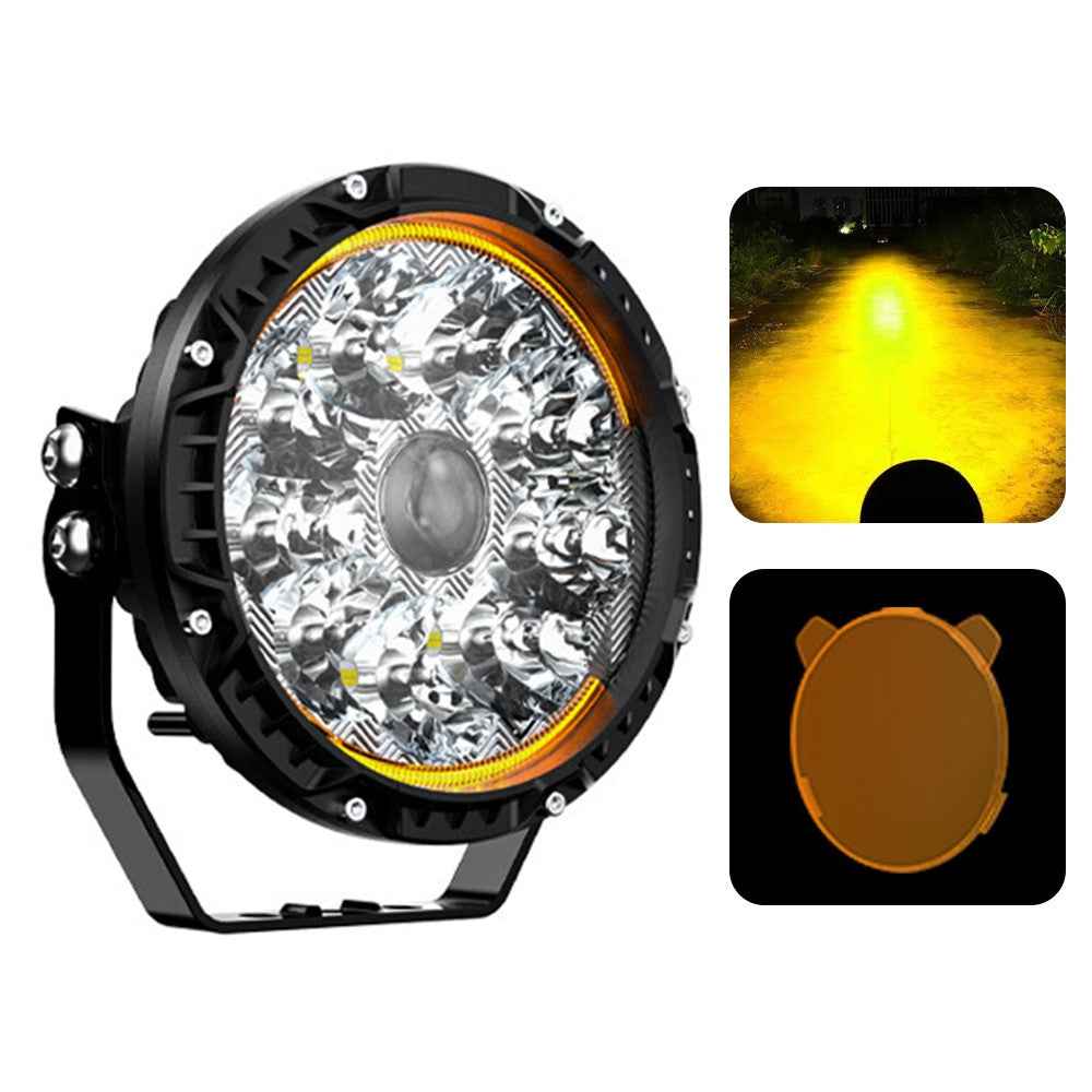 5 Inch LED Spotlight High Power Laser Beam Light Off-road Vehicle Modified Parts for Motorcycle Car - Yellow Light / Lamp Cover