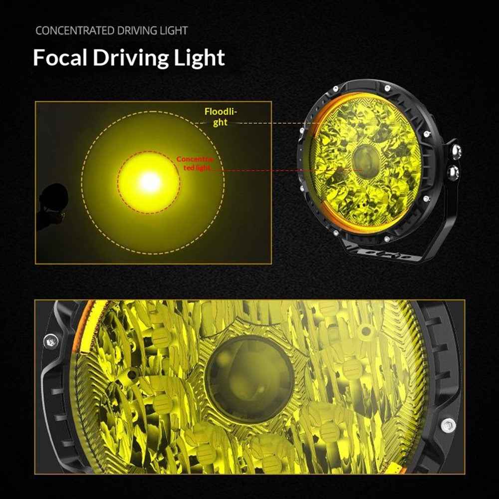 5 Inch LED Spotlight High Power Laser Beam Light Off-road Vehicle Modified Parts for Motorcycle Car - Yellow Light / Lamp Cover