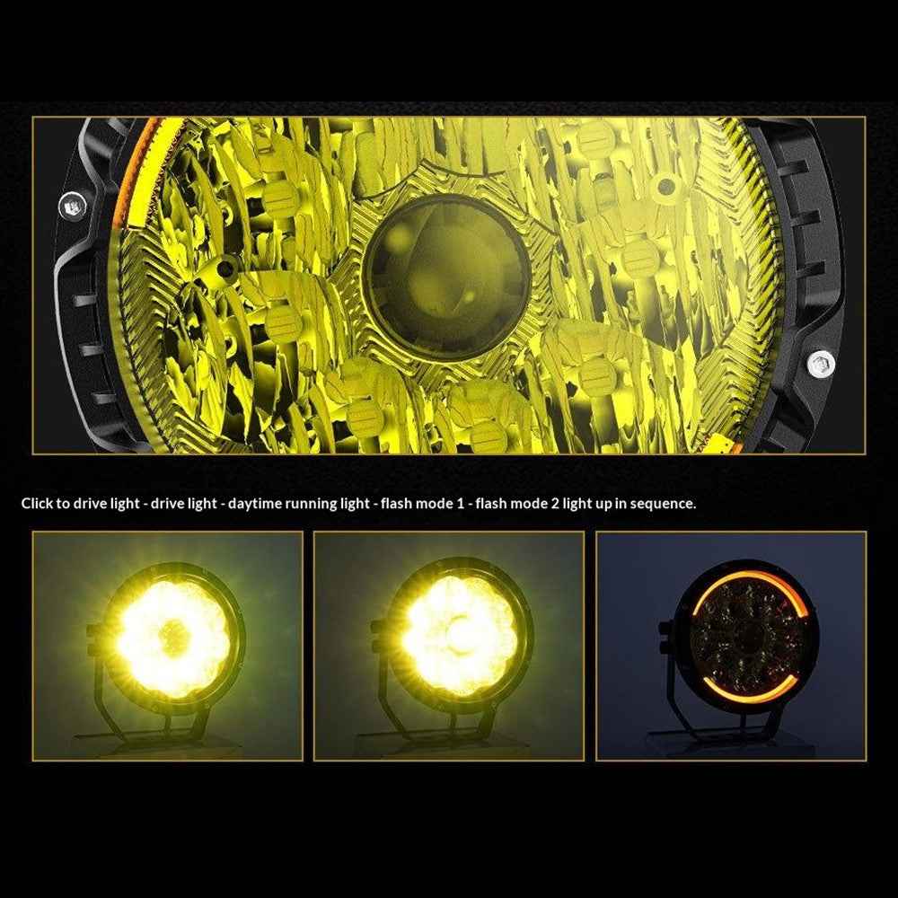 5 Inch LED Spotlight High Power Laser Beam Light Off-road Vehicle Modified Parts for Motorcycle Car - Yellow Light / Lamp Cover