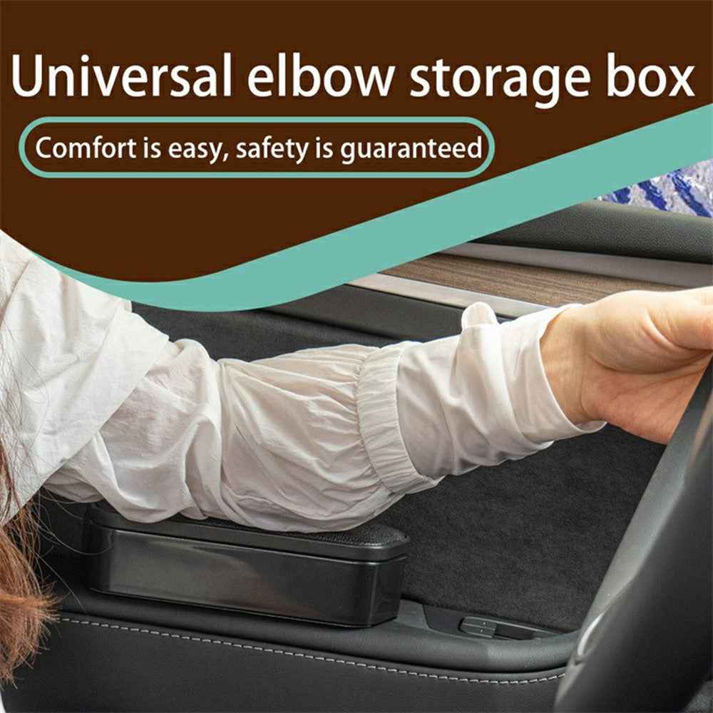 Multi-Functional Storage Car Armrest Elbow Pad Height-Adjustable Vehicle Armrest Box Cushion - Black