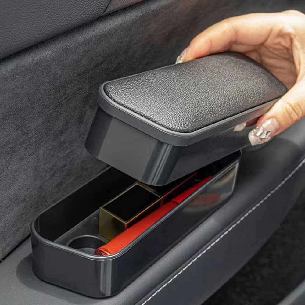 Multi-Functional Storage Car Armrest Elbow Pad Height-Adjustable Vehicle Armrest Box Cushion - Brown