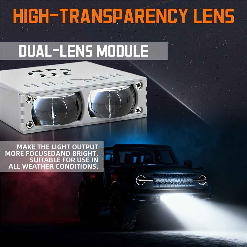 S10 1Pc 35W 2-LED Ultra Thin Car Grille Light with Cooling Fan Dual Color Motorcycle Auxiliary Driving Lamp