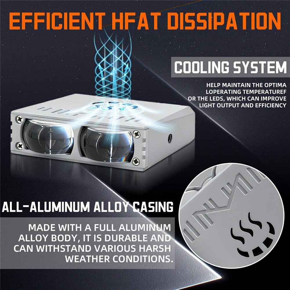 S10 1Pc 35W 2-LED Ultra Thin Car Grille Light with Cooling Fan Dual Color Motorcycle Auxiliary Driving Lamp