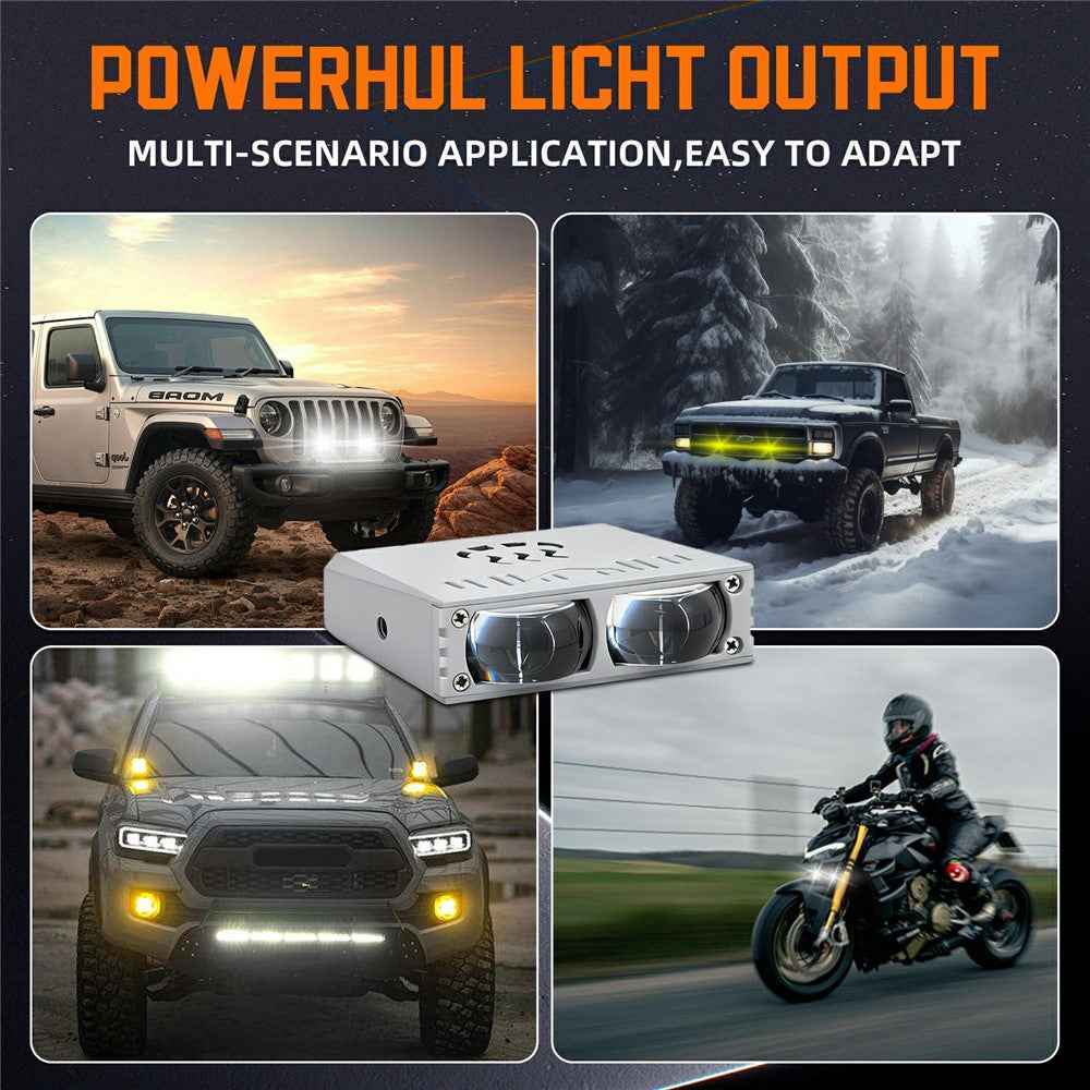 S10 1Pc 35W 2-LED Ultra Thin Car Grille Light with Cooling Fan Dual Color Motorcycle Auxiliary Driving Lamp