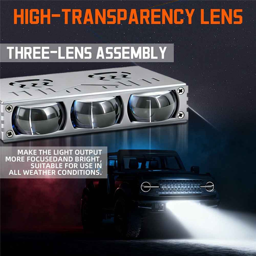 S10 1Pc 45W 3-LED Ultra Thin Car Grille Light with Cooling Fan Dual Color Motorcycle Auxiliary Driving Lamp