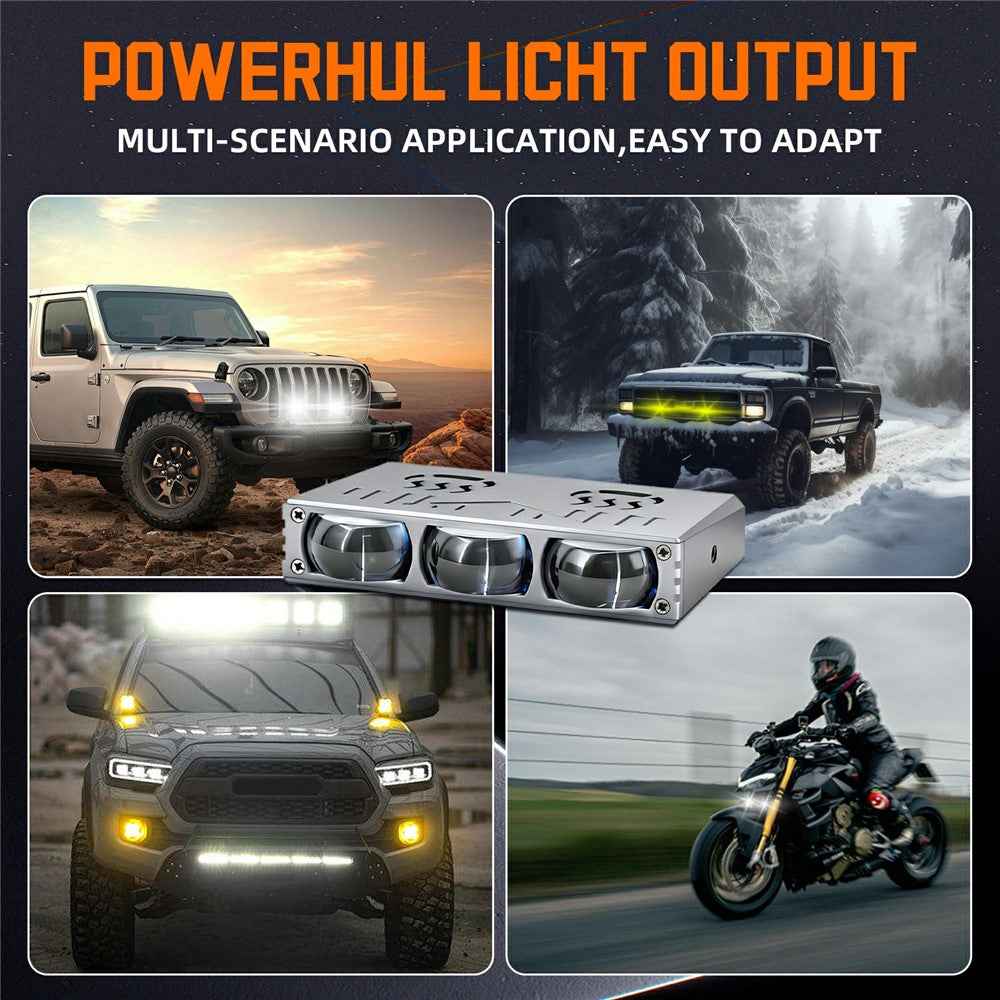 S10 1Pc 45W 3-LED Ultra Thin Car Grille Light with Cooling Fan Dual Color Motorcycle Auxiliary Driving Lamp
