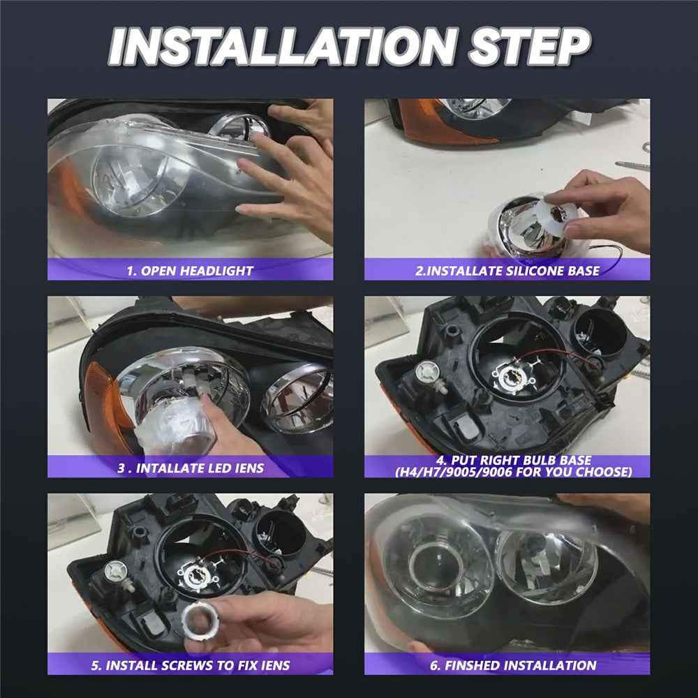 T02 1Pc 2.5 Inch Blue Film Lens Glare Free High Brightness Spotlight High Low Beam Car Headlight