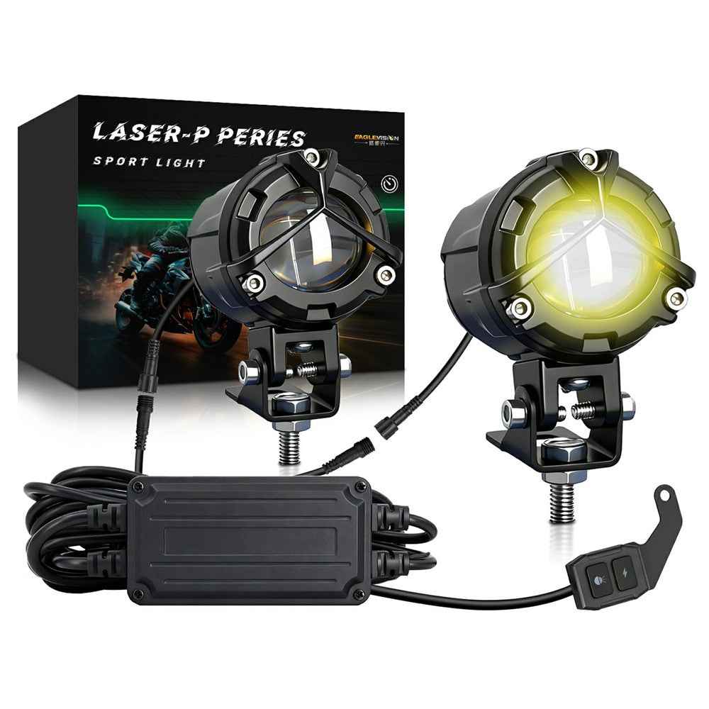 S8 2Pcs 40W High Low Beam Motorcycle Spotlight LED Auxiliary Lights Kit with Wire Harness Switch