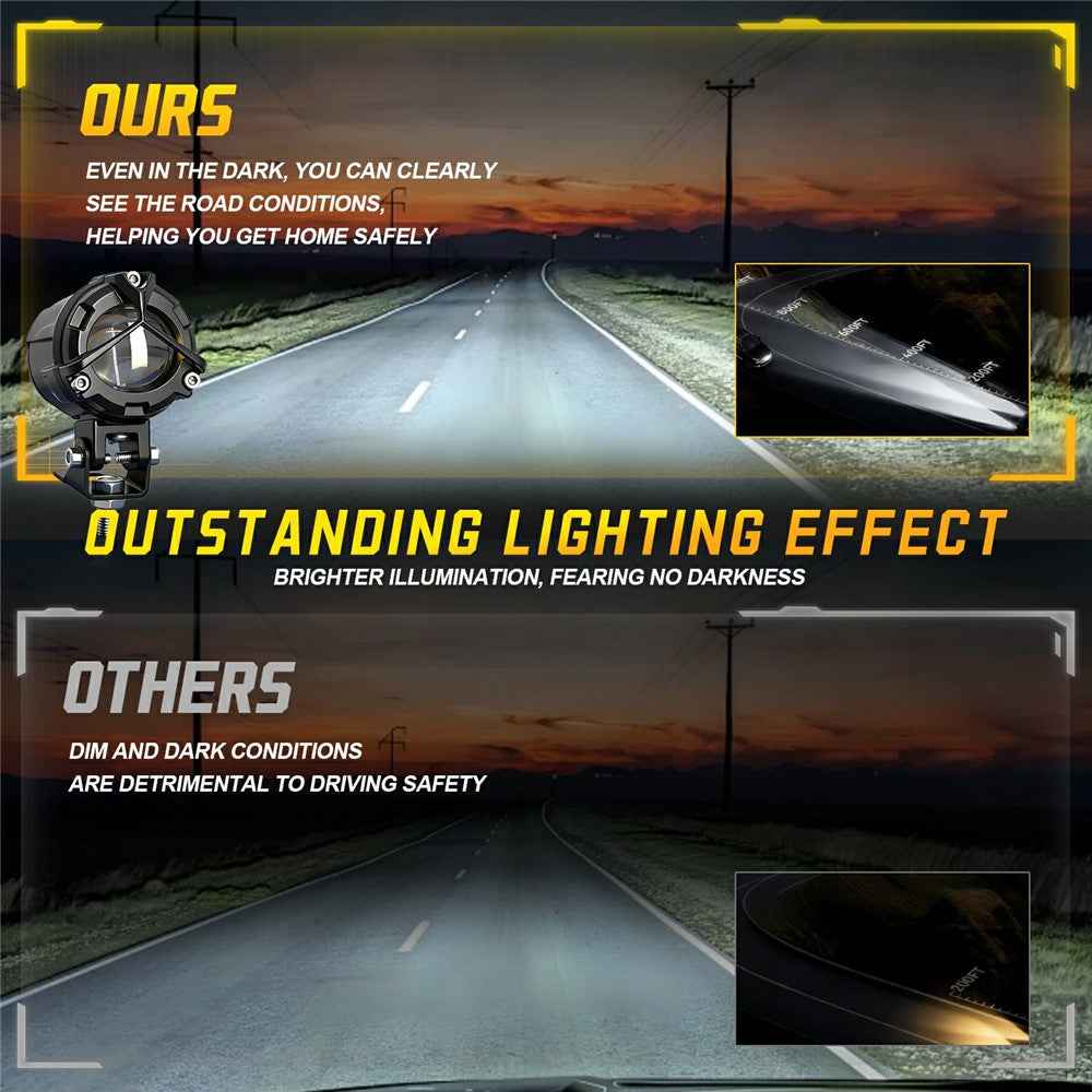 S8 1Pc 20W Motorcycle Spotlight Dual Color Temperature LED Auxiliary Lamp IP68 Waterproof