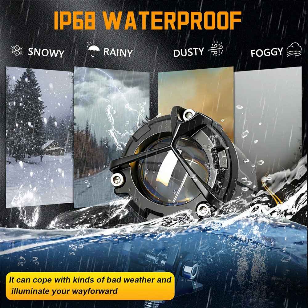 S8 1Pc 20W Motorcycle Spotlight Dual Color Temperature LED Auxiliary Lamp IP68 Waterproof