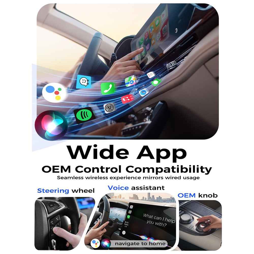 2 in 1 Wireless CarPlay and Android Auto Adapter Wired to Wireless Converter Built-in Wired Car Play / Android Auto