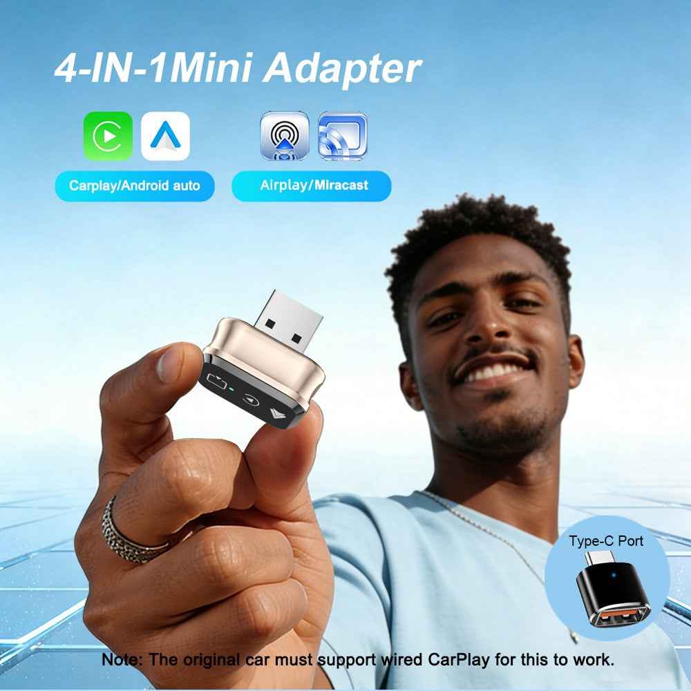 M70 4 in 1 Smart Screen Mirroring Adapter Car Play  /  Android Auto Wired to Wireless Converter for AirPlay  /  Miracast
