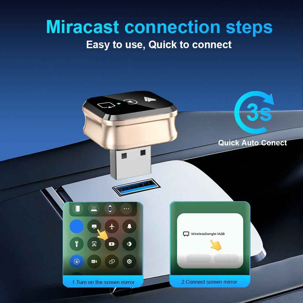 M70 4 in 1 Smart Screen Mirroring Adapter Car Play  /  Android Auto Wired to Wireless Converter for AirPlay  /  Miracast