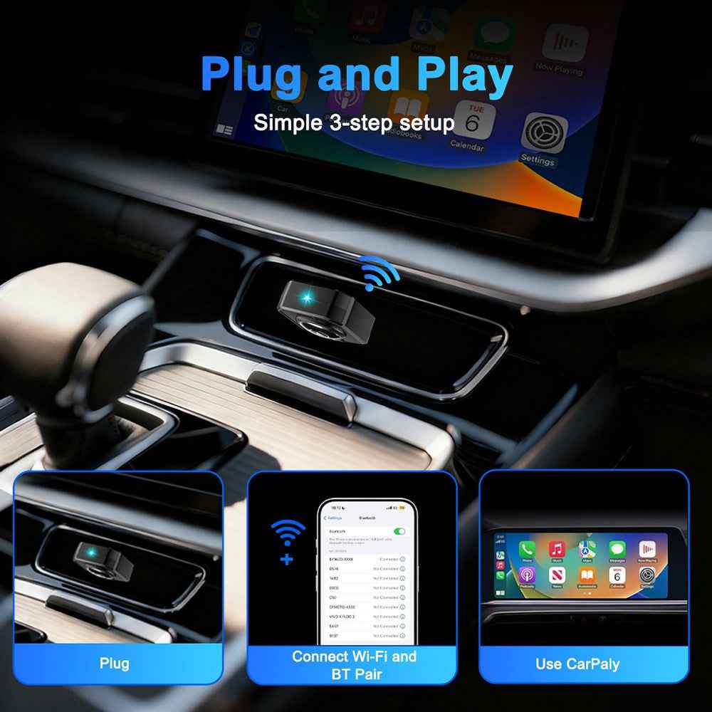 M32 2 in 1 AI Box Wireless Car Adapter for Car Play / Android Auto Vehicles Wired to Wireless Converter - Black