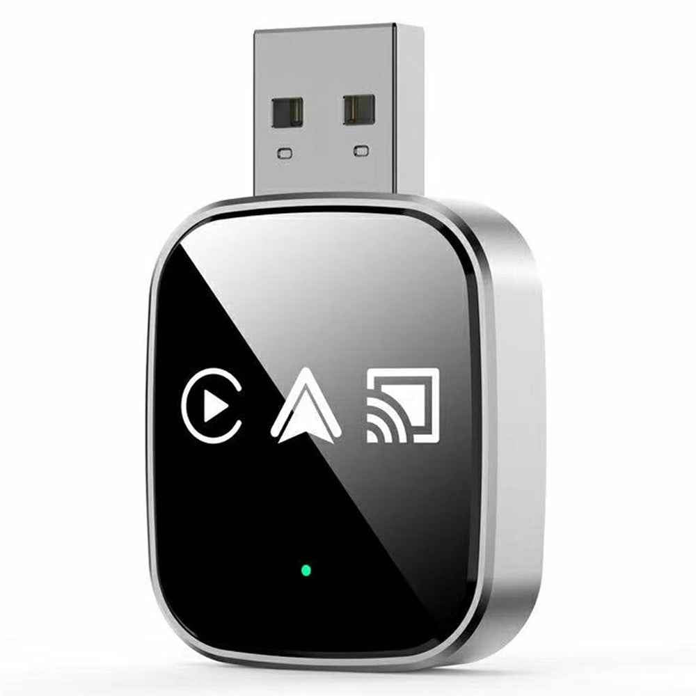 TYS-4222M 3 in 1 Mirror Wireless Car Play Adapter for Car Play / Android Auto Vehicles Wired to Wireless Converter Support Airplay - Black