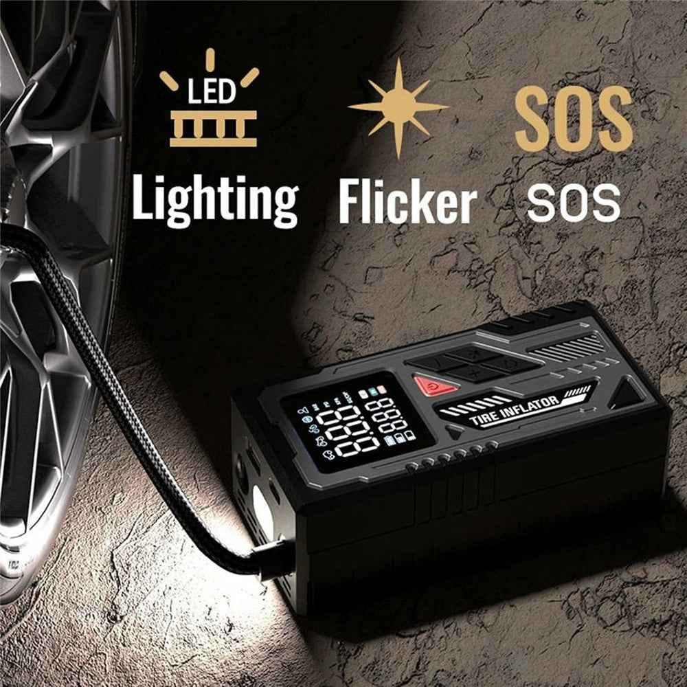 ATJ-026 150PSI Portable Wireless Tire Inflator Air Pump with LED Display / Fast Inflation / Auto Shut-Off for Car / Bike / Motorcycle - Black