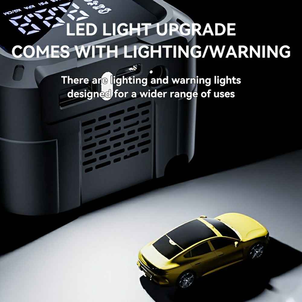 Wireless Car Air Pump Portable Electric Smart Tire Inflator with Digital Display / LED Light for Vehicle / Bicycle / Off-Road - Black