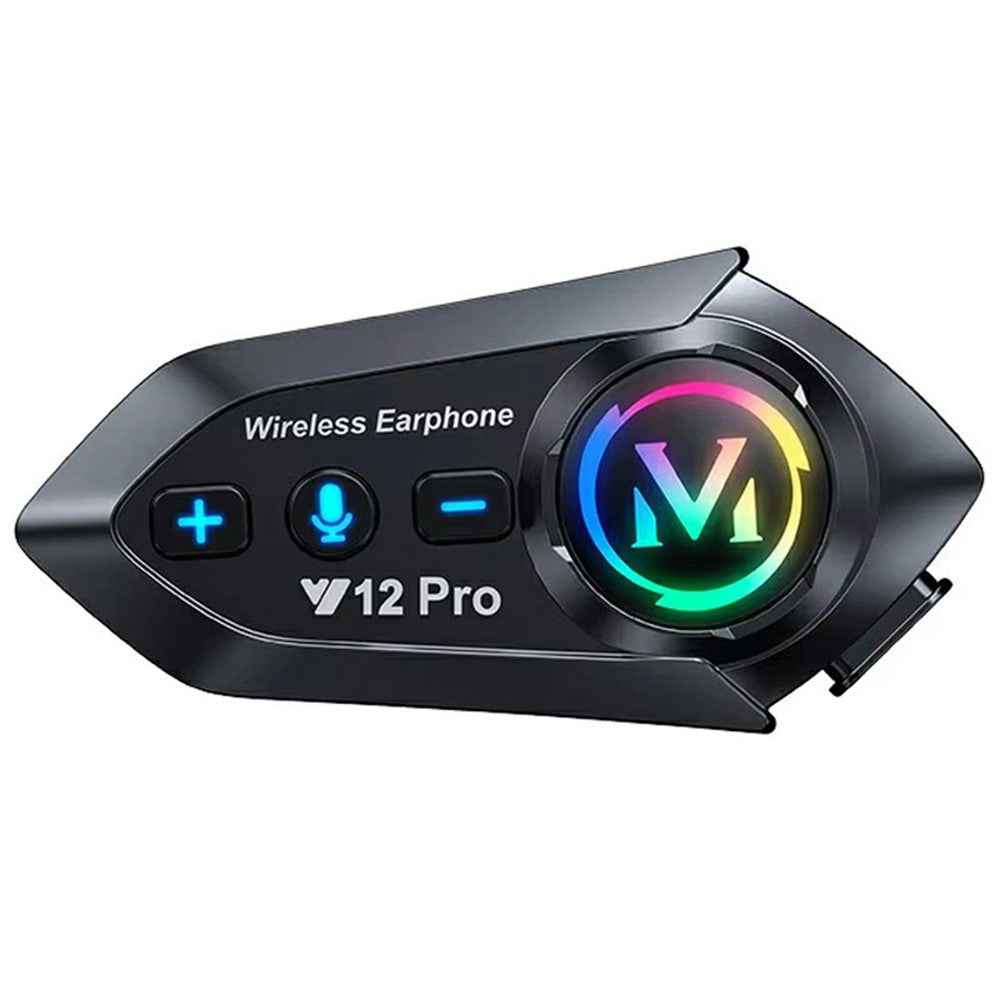 Y12 Pro Motorcycle Helmet Intercom Headset Wireless Hands-Free Earphones Hard Microphone for Riding - Black