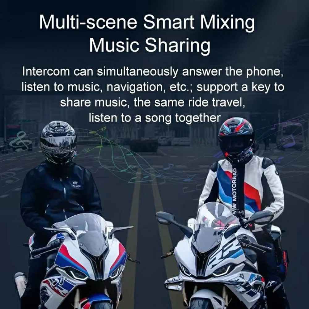 Y12 Pro Motorcycle Helmet Intercom Headset Wireless Hands-Free Earphones Hard Microphone for Riding - Black