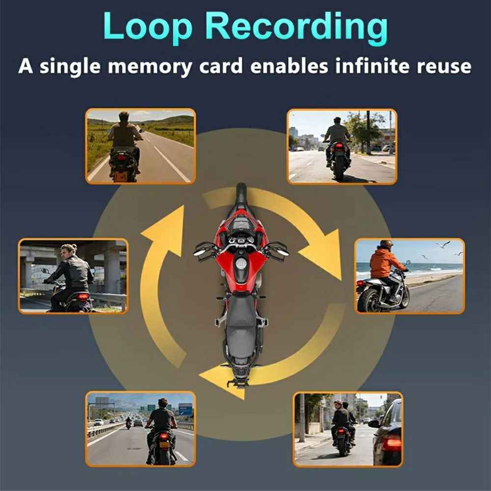 1080P HD Motorcycle Dash Cam IP66 Waterproof 170 Degree Wide Angle WiFi Camera for Riding Recording