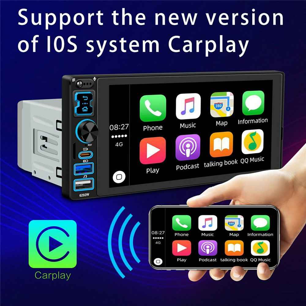 6292W 6.9 Inch Touchscreen Single DIN Car Stereo Radio Bluetooth-compatible Wireless CarPlay Android Auto FM Radio