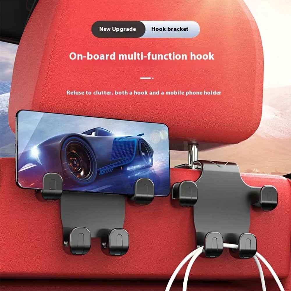 Car Seat Back Hook Multi-Functional Creative Storage Organizer for Car Interior Rear Seat Car Phone Holder - Black