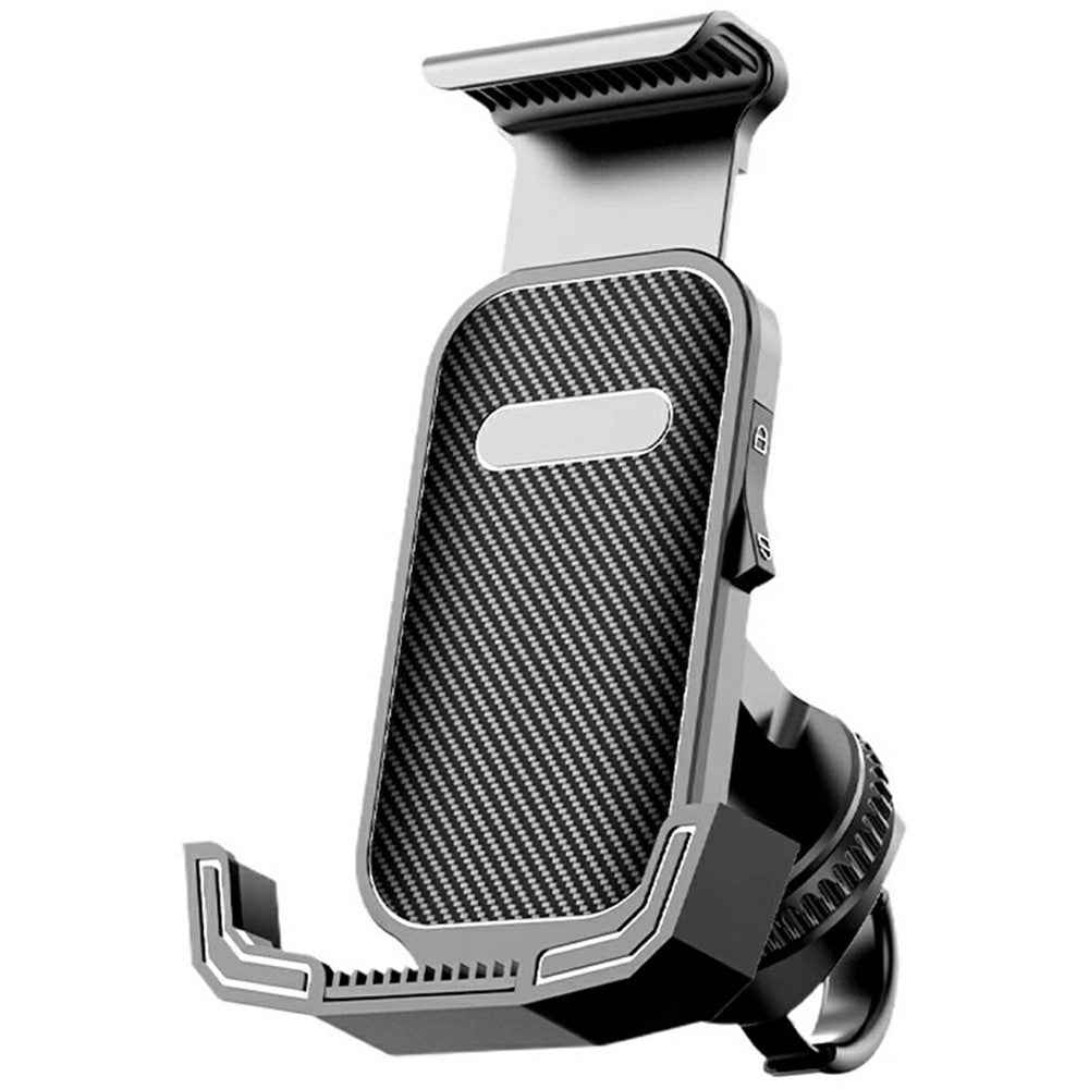 Motorcycle Bike Phone Mount Holder 360 Rotation Universal 4.7-7.1 Inch Adjustable Handlebar Stand - Black
