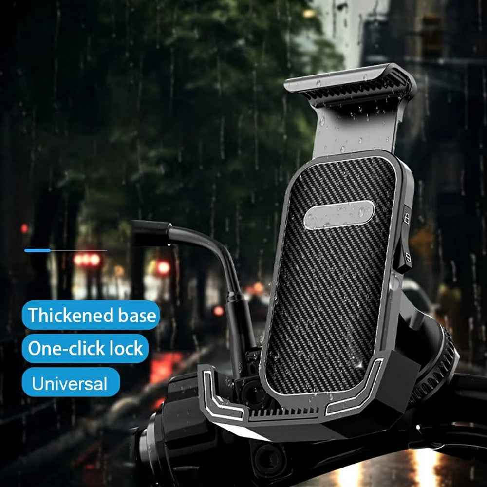 Motorcycle Bike Phone Mount Holder 360 Rotation Universal 4.7-7.1 Inch Adjustable Handlebar Stand - Black