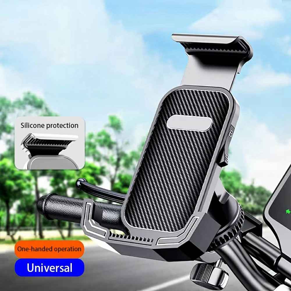 Motorcycle Bike Phone Mount Holder 360 Rotation Universal 4.7-7.1 Inch Adjustable Handlebar Stand - Black