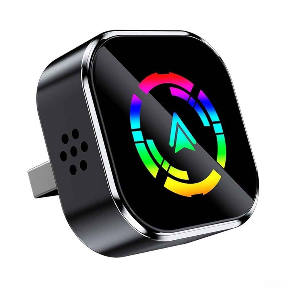 Q1A Wired to Wireless Carplay  /  Android Auto 2 in 1 Dongle Auto Connect Mini Adapter - Black+Colorful Symbol