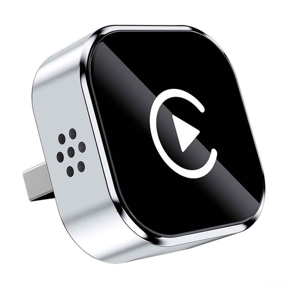 Q1A Wired to Wireless Carplay  /  Android Auto 2 in 1 Dongle Auto Connect Mini Adapter - Silver+White Symbol