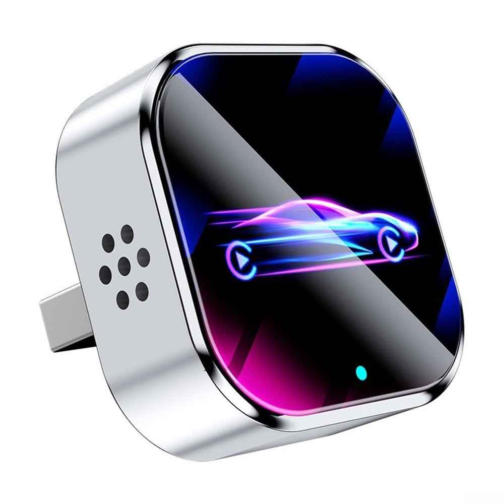 Q1A Wired to Wireless Carplay  /  Android Auto 2 in 1 Dongle Auto Connect Mini Adapter - Silver+Colorful Car Symbol