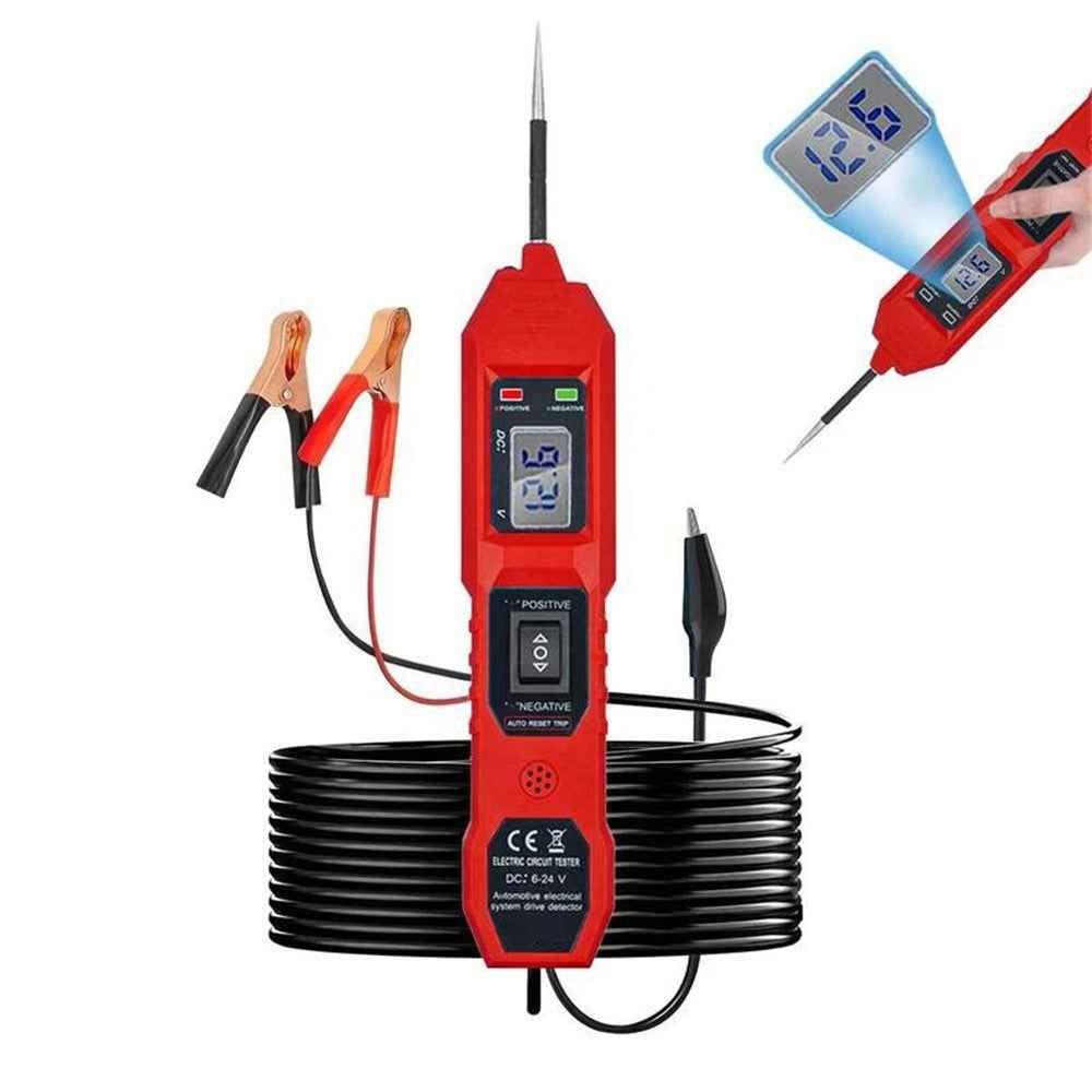 LCD Display Car Battery Circuit Tester 3.5-40V DC Automotive Electrical System Diagnostic Tool - Red