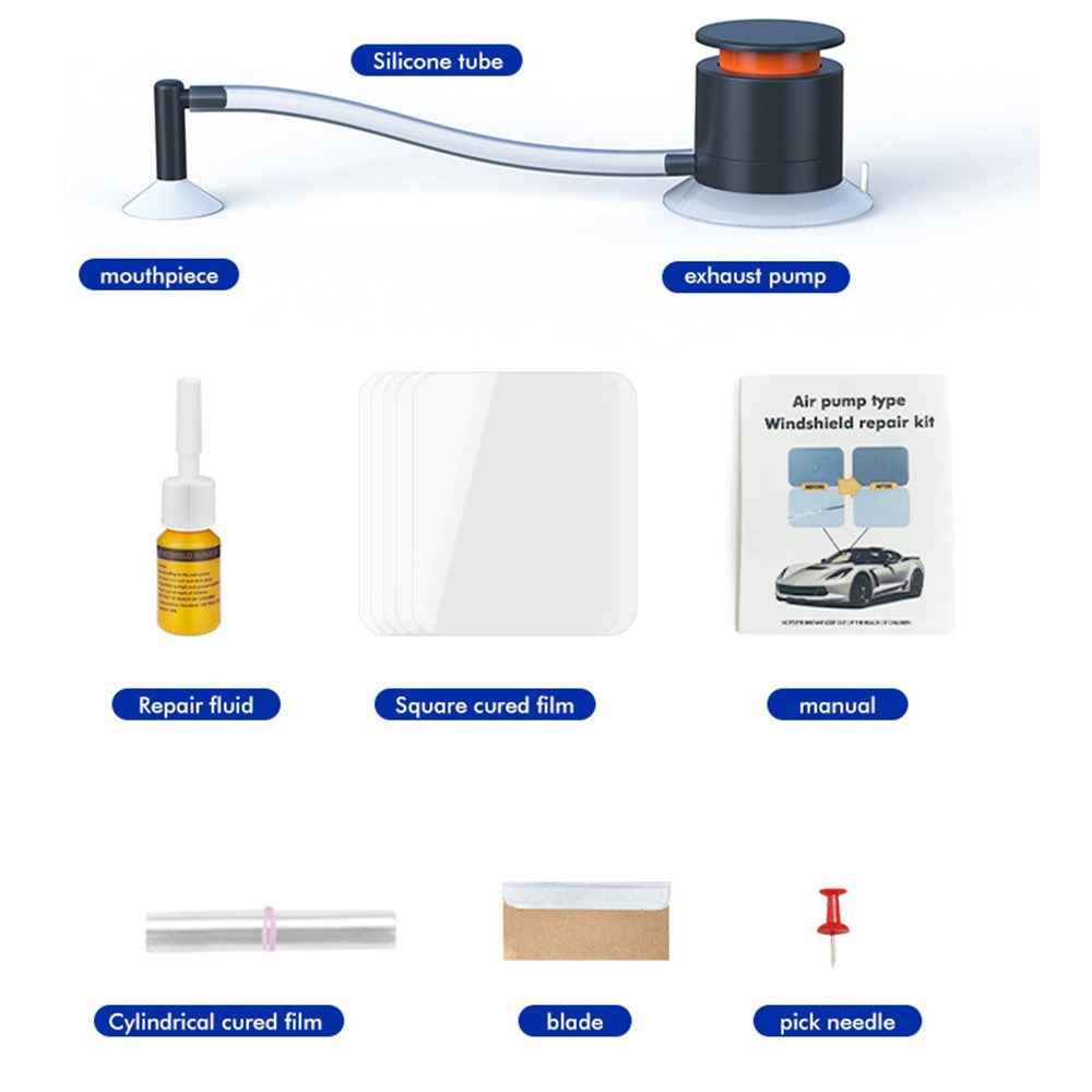 Car Windscreen Crack Repair Tool DIY Windshield Repair Air Pump Kit Glass Window Restoration Agent