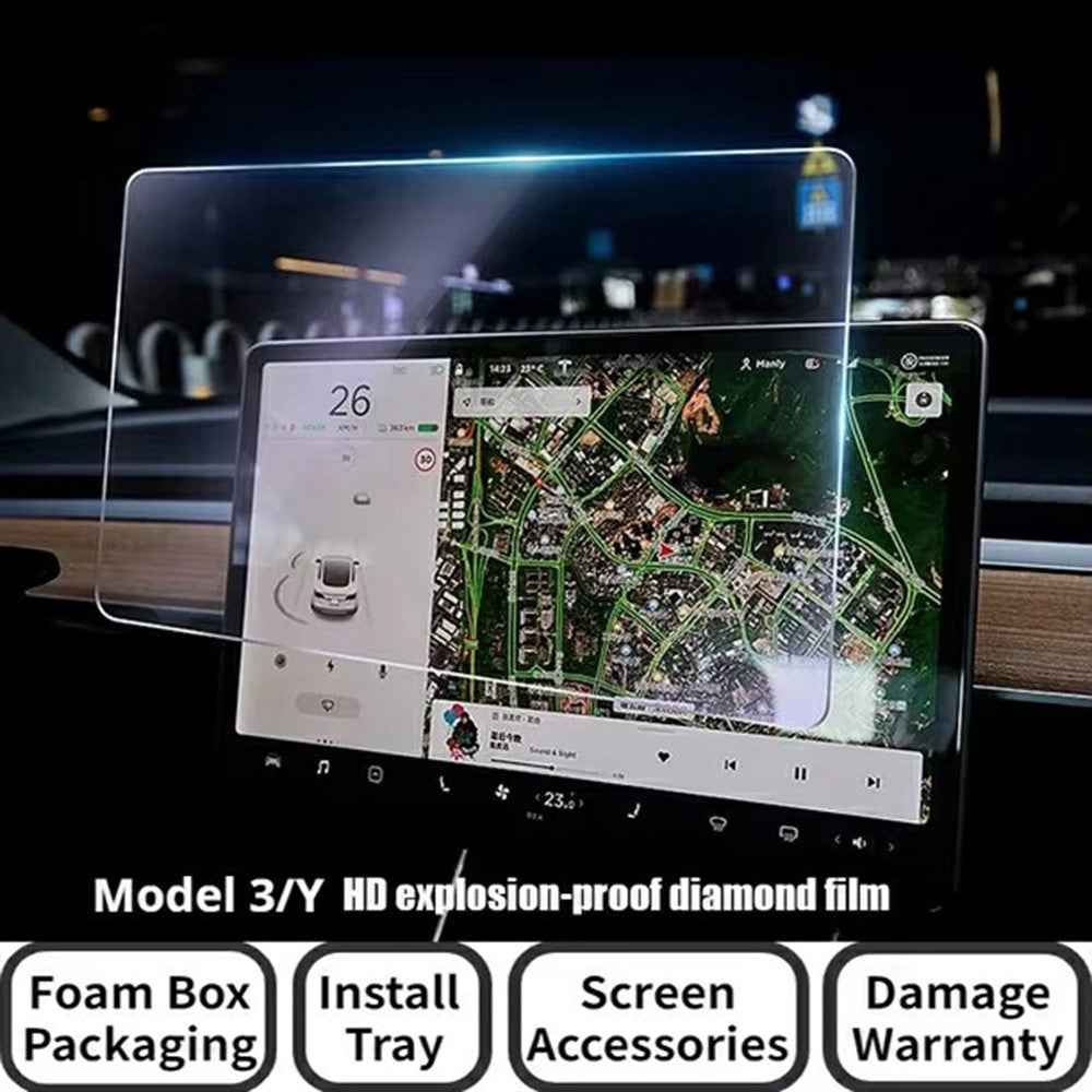 For Tesla Model 3 / Y (2019-2025) 15 Inch Car GPS Navigation Screen Protector Tempered Glass Film