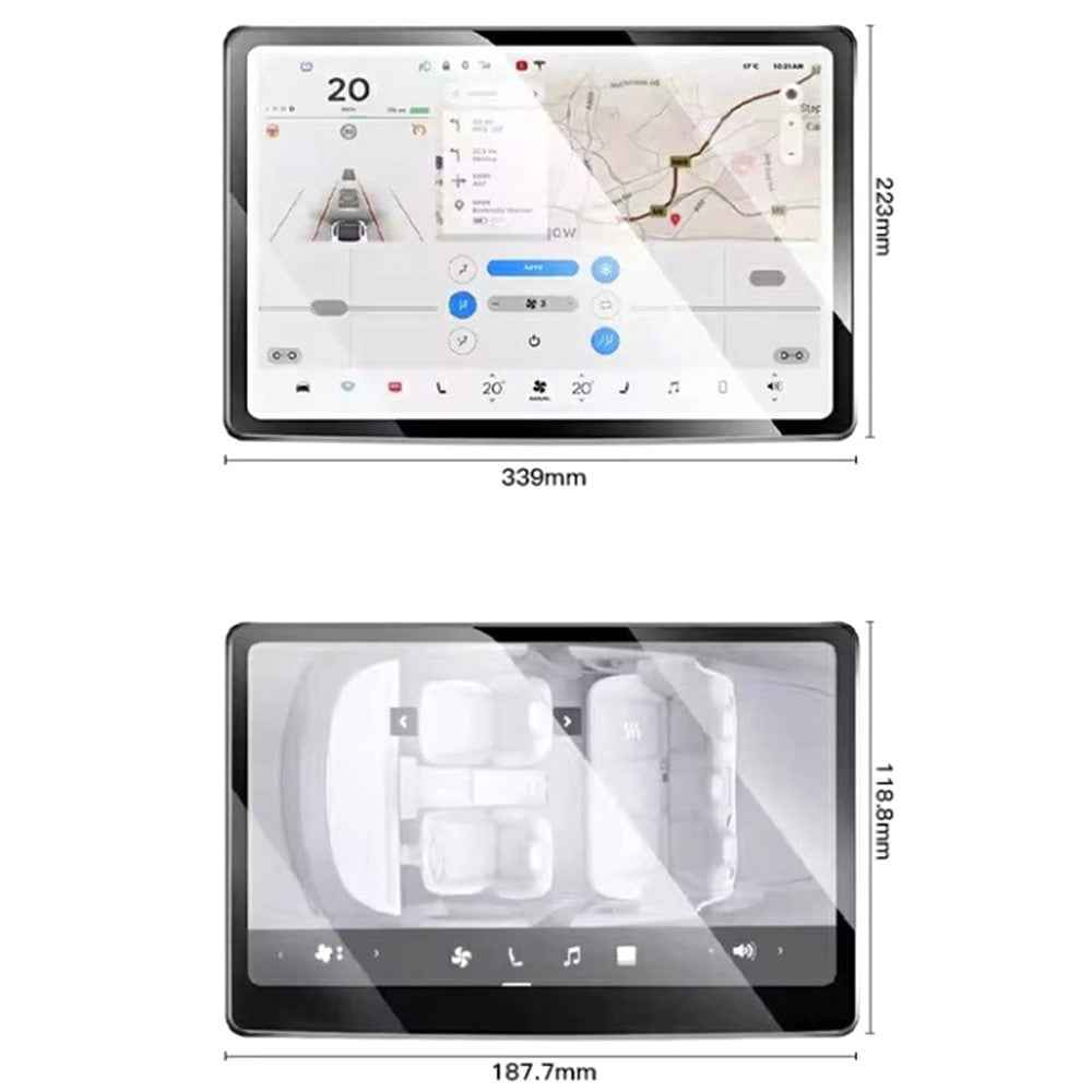 2Pcs / Set For Tesla Model 3 / Y (2023-2025) 15.4 Inch Front and 8 Inch Rear Screen Protector Anti-Glare Tempered Glass Film