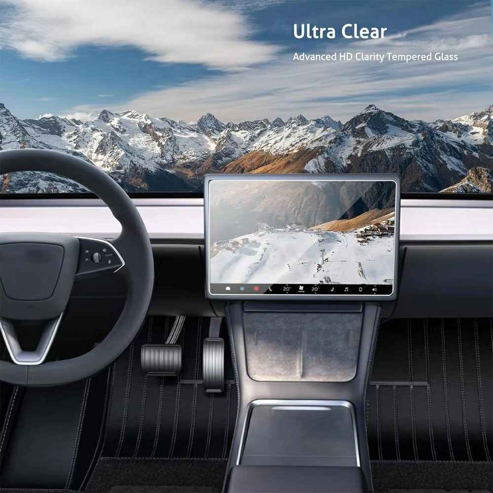 2Pcs / Set For Tesla Model 3 / Y (2023-2025) 15.4 Inch Front and 8 Inch Rear Screen Protector Anti-Glare Tempered Glass Film