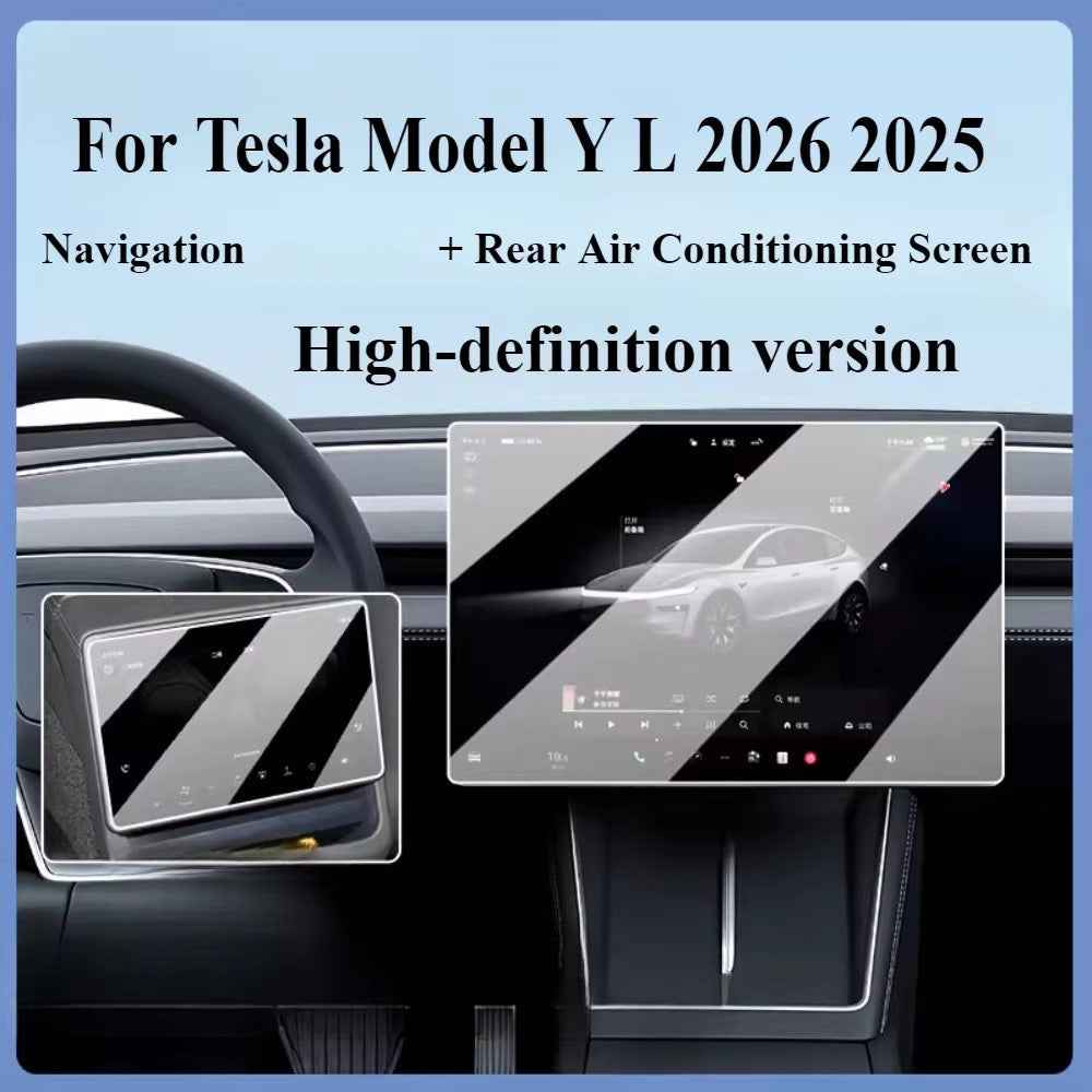 2Pcs / Set For Tesla Model Y L 2025-2026 16 Inch Screen Protector Front and Rear Anti-Glare Tempered Glass Film