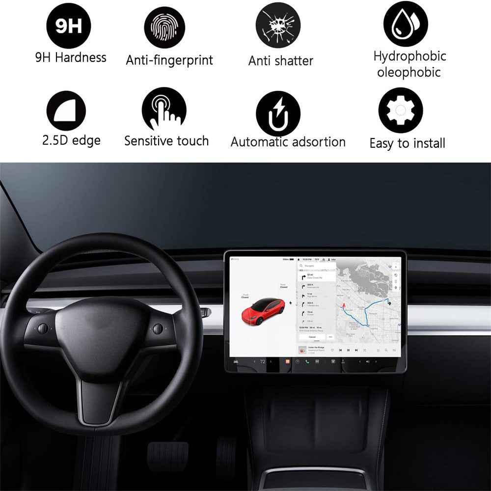 2Pcs / Set For Tesla Model Y L 2025-2026 16 Inch Screen Protector Front and Rear Anti-Glare Tempered Glass Film