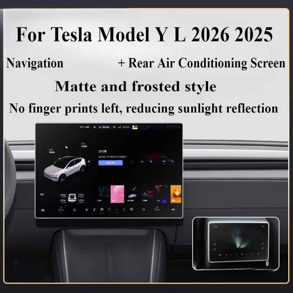 2Pcs / Set For Tesla Model Y L 2025-2026 16 Inch Screen Protector Front and Rear Anti-Glare Tempered Glass Film