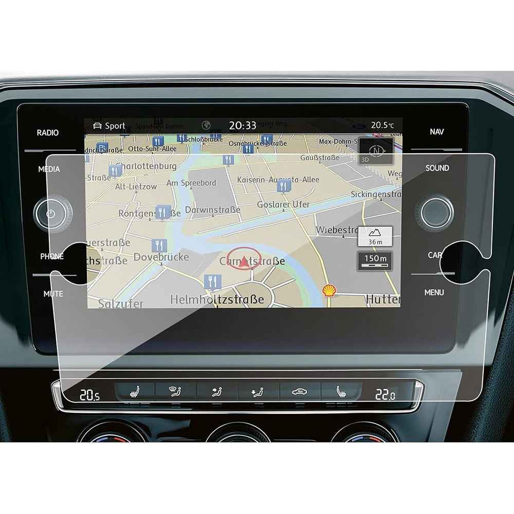 For T-ROC 2018 8 Inch Navigation Screen Protector 9H Hardness Shatterproof Tempered Glass Film (with Knob Holes)