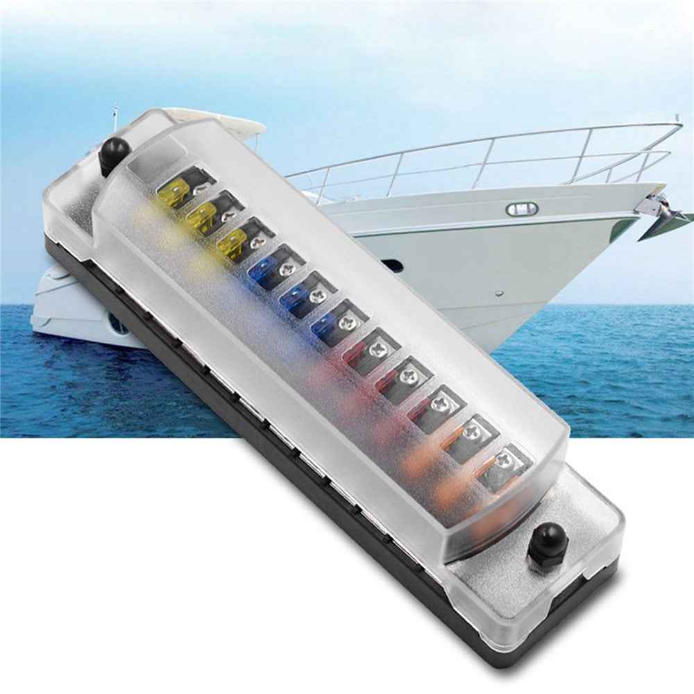ZH-979A2 12 Way Car Fuse Box Fuse Holder Truck Auto Blade Fuse Box with 24x Fuses and Sticker