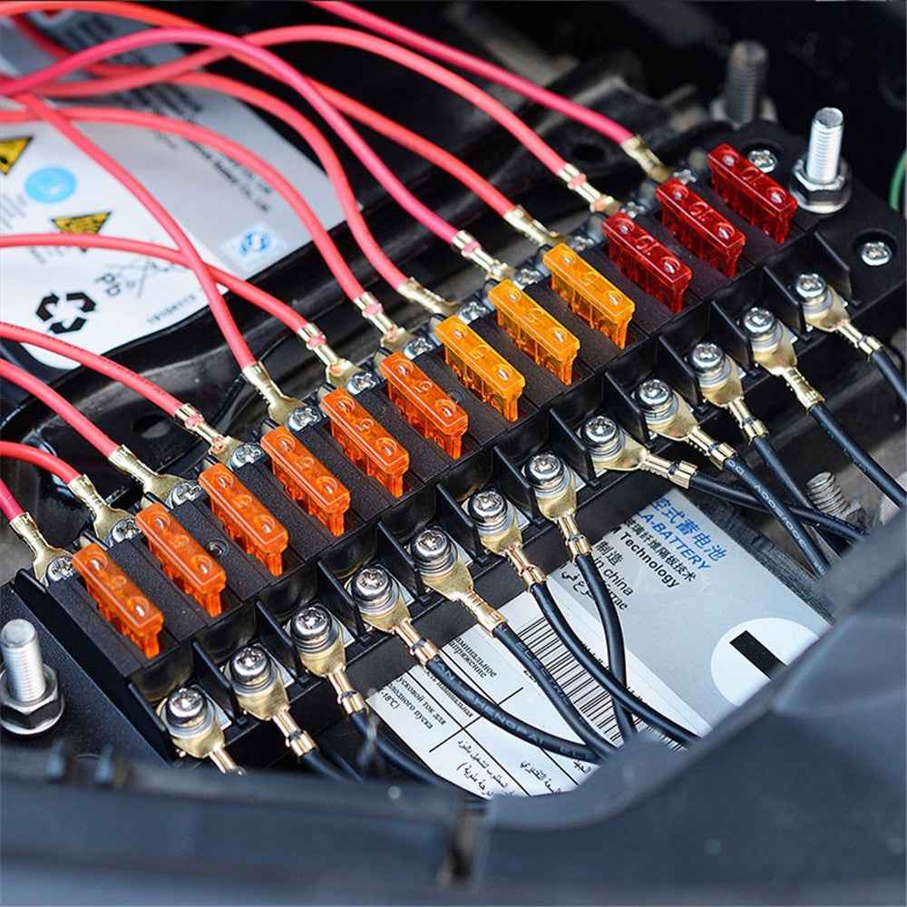 ZH-979A2 12 Way Car Fuse Box Fuse Holder Truck Auto Blade Fuse Box with 24x Fuses and Sticker
