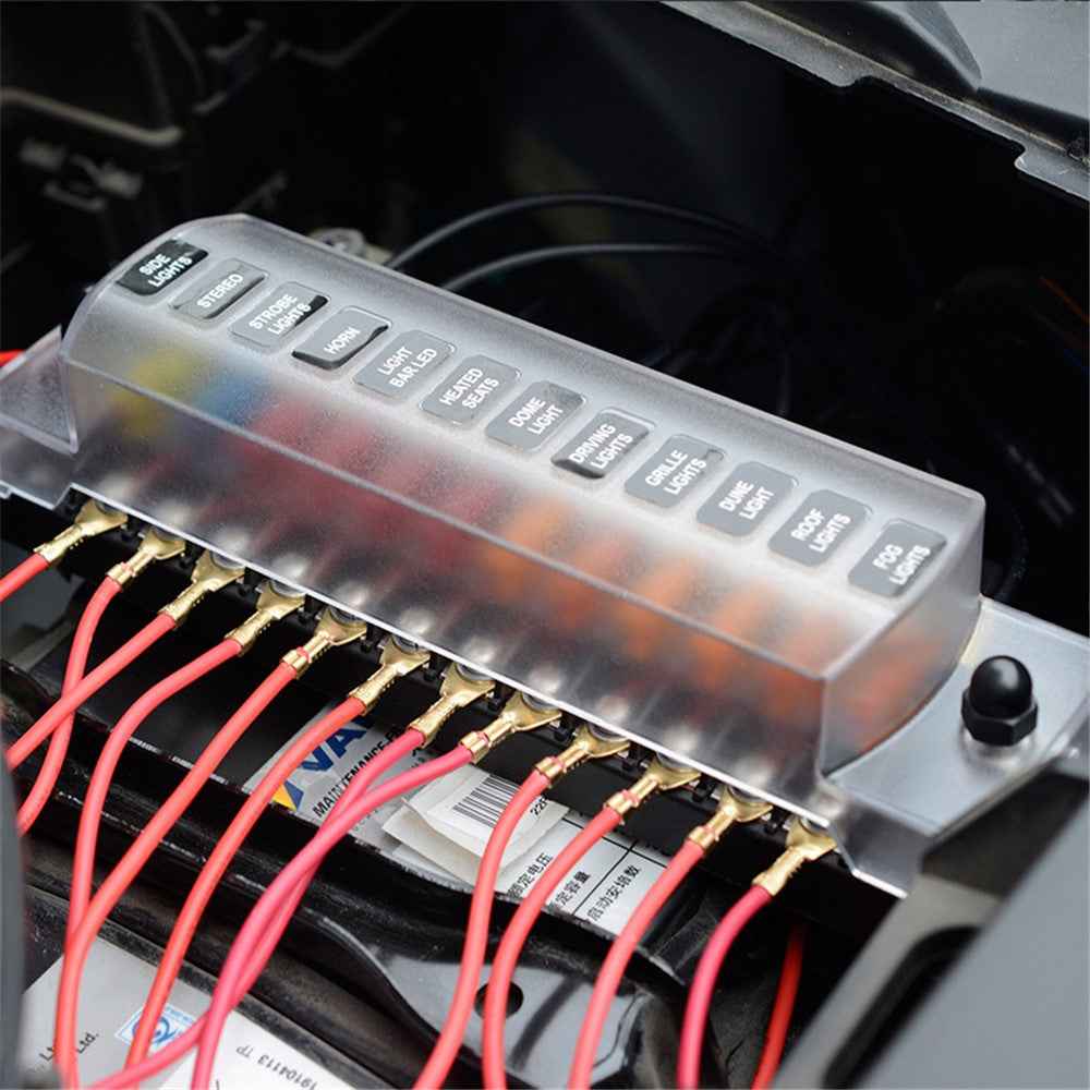 ZH-979A2 12 Way Car Fuse Box Fuse Holder Truck Auto Blade Fuse Box with 24x Fuses and Sticker