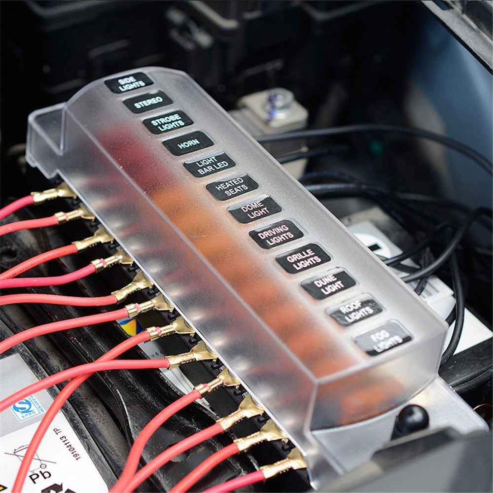 ZH-979A2 12 Way Car Fuse Box Fuse Holder Truck Auto Blade Fuse Box with 24x Fuses and Sticker