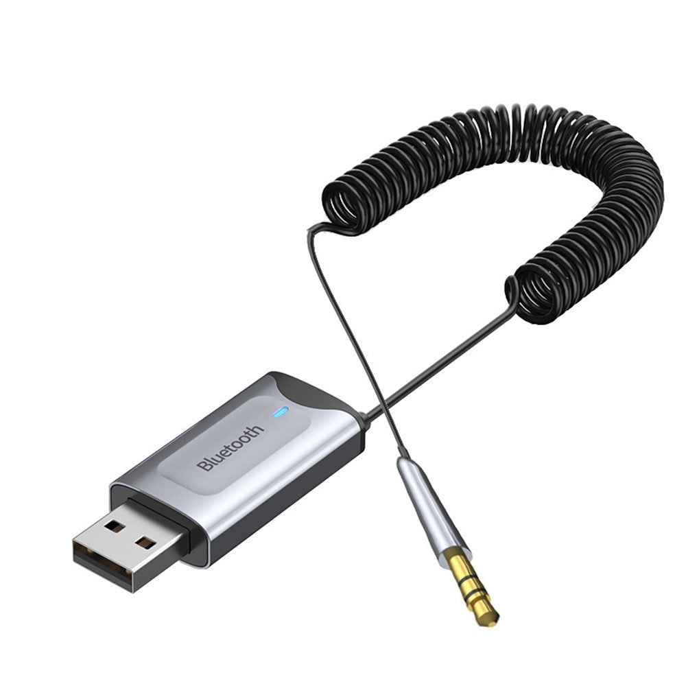 Bluetooth-compatible Aux Adapter Dongle USB to 3.5mm Jack Car Audio Aux Bluetooth-compatible 5.3 Handsfree Kit