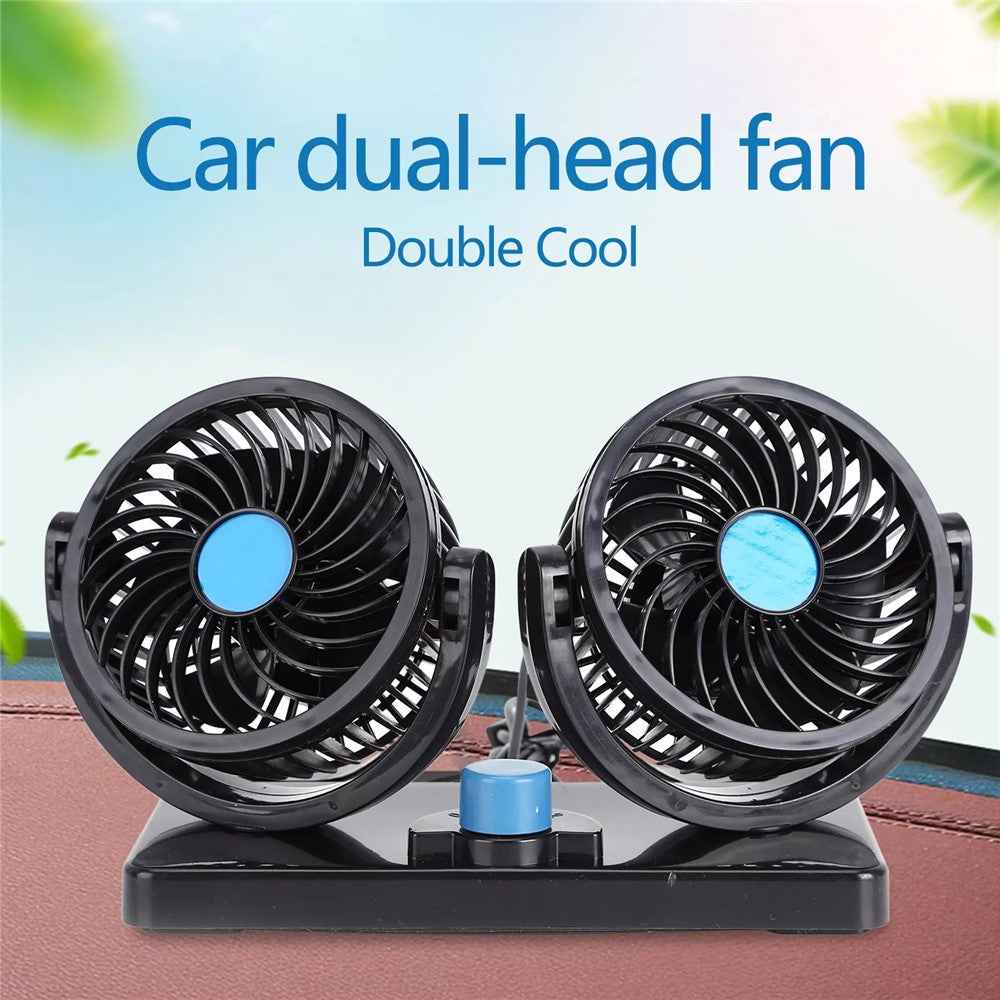 Car Dashboard Cooling Fan USB Electric Dual-Head Cooling Air Circulator Strong Wind 360-Degree Rotatable Cooler