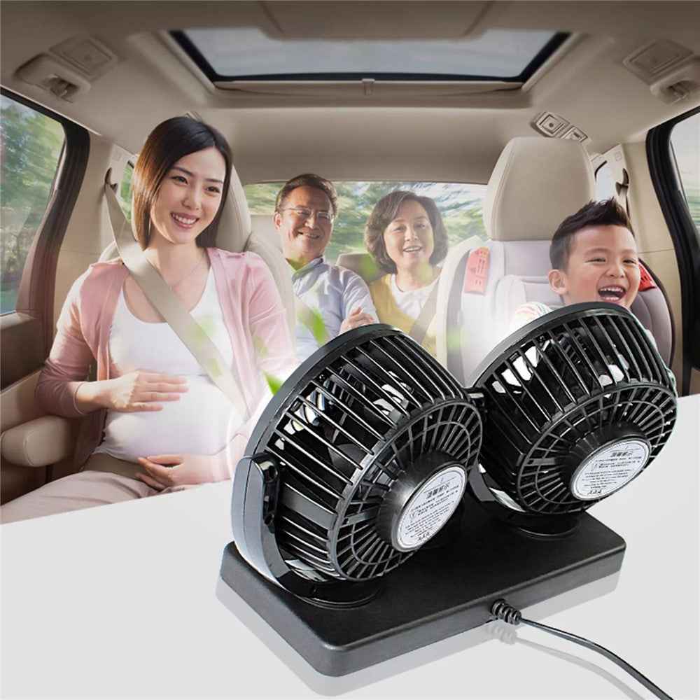 Car Dashboard Cooling Fan USB Electric Dual-Head Cooling Air Circulator Strong Wind 360-Degree Rotatable Cooler
